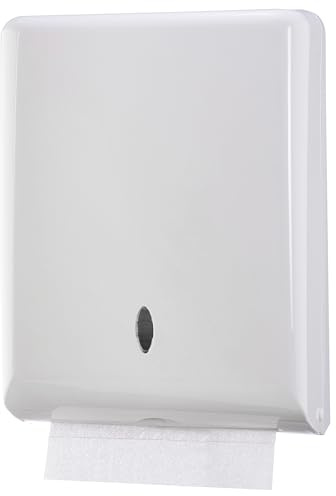 Commercial Paper Towel Dispenser Wall Mount, Holds 500 Multifold, Trifold, Z Fold, C Fold Hand Towels for Bathroom/Restroom, Office, Shop, or Home (White)