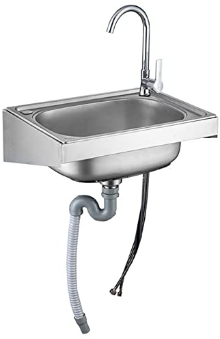 Lavello da Cucina, Lavandino Multiuso Lavamani in Acciaio Inossidabile, Lavandino da Cucina Commerciale/a Parete Singola, Lavandino per Lavanderia per Piccoli Spazi