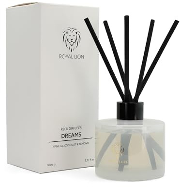 Reed Diffuser 150ml - Duftstäbchen - Raumdüfte für echte Wohlfühlmomente für Zuhause, Büro, SPA, Aromatherapie - Handgemachter Raumduft Diffuser mit Vanille, Kokos & Mandel Duft (Dreams)