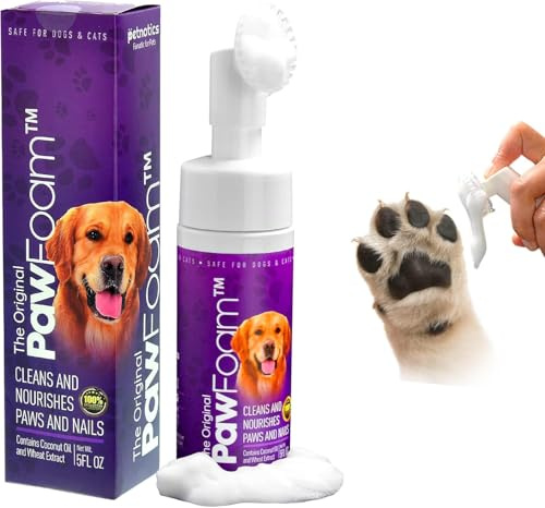 Petnatics Pet Paw Cleaner for Dogs and Cats - PawFoam Pet Paw Cleaner Foam to Clean, Moisturize, Soften and Protect Paws | Gentle Dog Feet Cleaner with Silicone Dog Paw Washer Brush | 5FL OZ (1)