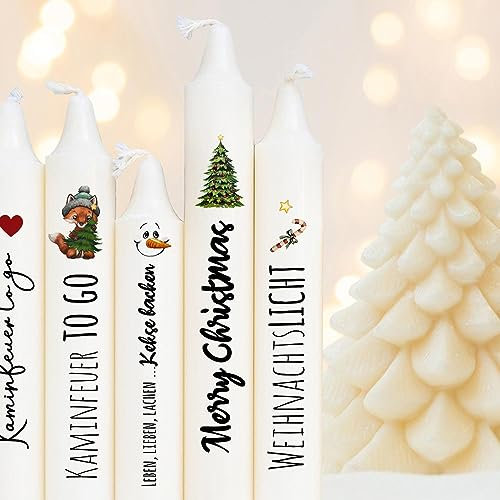 ilka parey wandtattoo-welt Kerzensticker Kerzentattoos Tattoofolie Weihnachten Winter Tiere Fuchs Hase Schneemann Auto für Kerzen oder Keramik A4 Bogen DIY Stickerbogen kst97