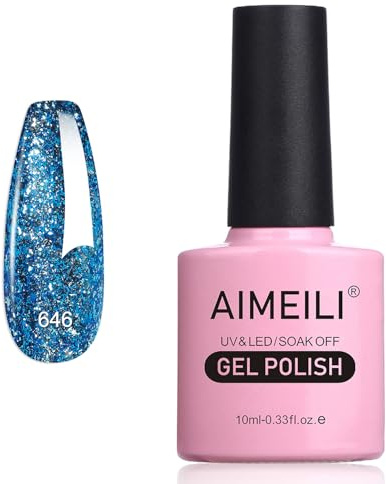 AIMEILI Glitzer Gel Nagellack UV LED Soak Off Mit Glitzerpartikel Sparkle Nail Polish Luminous 10ml - 646