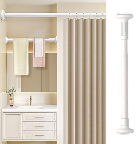 Kleiderstange Schrank Hochbelastbar Spannstange für hängende Kleidung, Kleiderschrank-Organisationsgestell für die Küche Garderobe Waschküche, Platzsparend Duschvorhangstangen Kein Bohren (Color : Wh