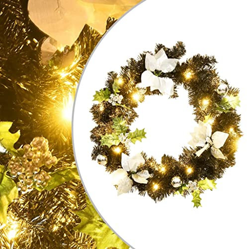 Weihnachtskranz mit Schwarz 60 cm PVC, CIADAZ Weihnachtsdeko, Türkranz Weihnachten, Adventskranz Modern, Christmas Decor, Türkranz Weihnachten Außen, Türkranz Winter 321518