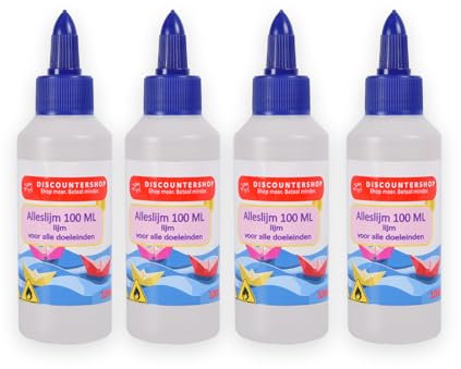 Transparenter Alleschleim, 100ml Klebeflasche, 4er Set, Allekleber Für Bastelarbeiten und Bastelprojekte