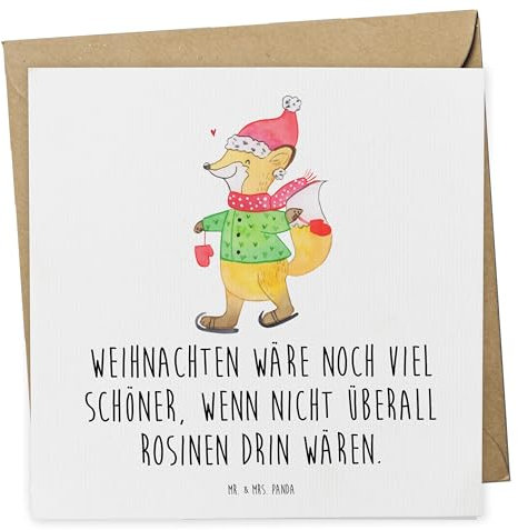 Mr. & Mrs. Panda Deluxe Karte Fuchs Schlittschuhe - Geschenk, Weihnachtstage, Weihnachten, Winter, Hochwertige Klapp, Wintermotiv, Gruß, Weihnachtszeit, Hochzeits, Heiligabend, Nikolaus