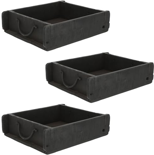 Novaliv 3x Holzkiste Vintage Schwarz 30 x 25 x 8 cm Alte Ziegelform Holz Groß Allzweckkiste aus recyceltem Altholz Jede Form EIN Unikat ? Vintage Kiste Deko