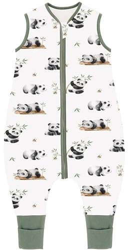Chilsuessy Babysovsäck med ben 2,5 tog vinter unisex året runt med fötter, söt panda, 80 cm/babyhöjd 85–95 cm