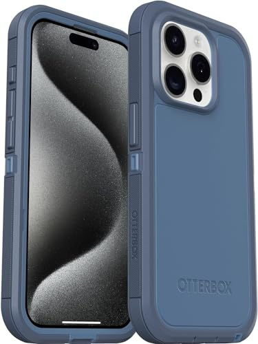 OtterBox Schutzhülle für iPhone 15 Pro (nur Defender Series XT, Babyblaue Jeans (blau), ohne Bildschirm, Umhängeband, mikrobieller Abwehrschutz, keine Einzelhandelsverpackung