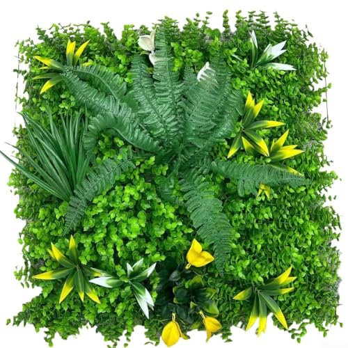 Pantalla para valla de hiedra artificial, paneles de pared de flores sintéticas de plantas de 50 x 50 cm, valla de jardín realista UV para decoración de paredes interiores y exteriores (D)