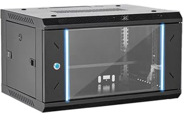 GUAWJRZDP Hi Fi Regal Aus Kaltgewalztem Stahl, Hi Fi Rack mit Tür Aus Gehärtetem Glas, Audio Rack Hi Fi Regal, Record Player Stand mit Verstellbaren Regalen, Wandmontage/Standmontage, Schwarz(H35cm/13
