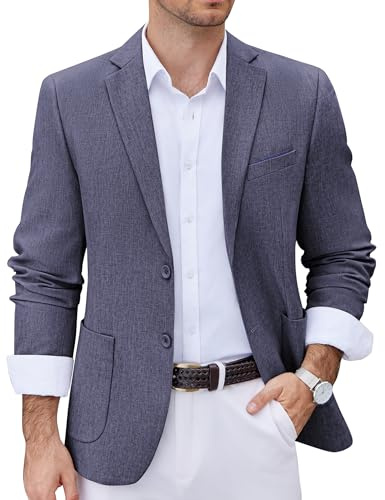 COOFANDY Mens Two Button Blazer Jacket Classic Fit Sport Coat Casual Business Suit Jackets Blue