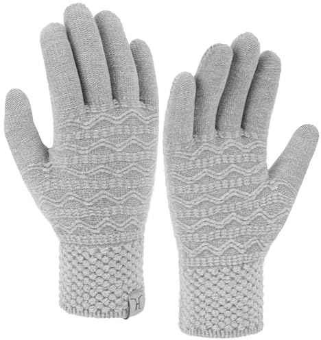 Bequemer Laden Touchscreen Handschuhe Damen Winter Warm Chenille Winterhandschuhe Strickhandschuhe mit Elastisch Manschette Frauen Geschenk, Grau