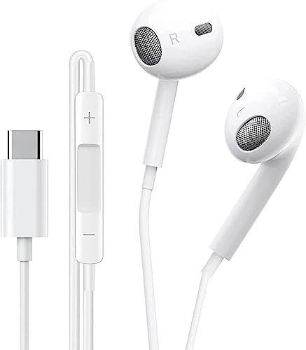 USB C Kopfhörer, HiFi Stereo Ohrhörer mit Mikrofon und Lautstärkeregler,Type C In Ear Kopfhörer, für iPhone 15/Samsung Galaxy S23/Google Pixel/Huawei/One Plus
