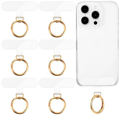 HJZHII 6 Stück Handy Kette Halterung Lanyard Patch,Handyschlaufe Universal Tether Tabs Mit Metallring,6 × 3.5cm PVC Lanyard Handy Patches Handyband Pads für Diebstahlschutz Anti Verlust Ultradünnem