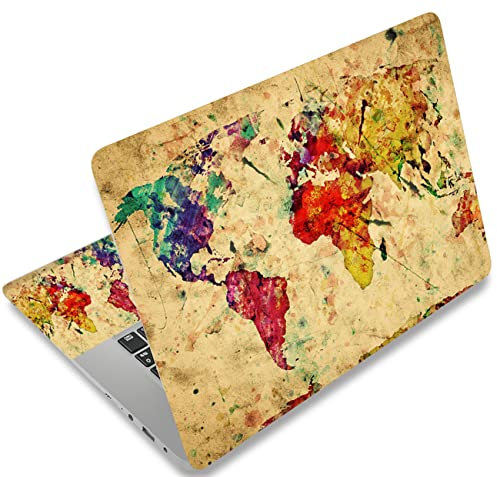 Mibbxea Autocollant en Vinyle Réutilisable pour Ordinateurs Portables 12,1-15,6,Décoratif,Résistant à l'eau et aux Rayures,pour 13,3 14 15 PC Portable et Netbook (003 Carte)