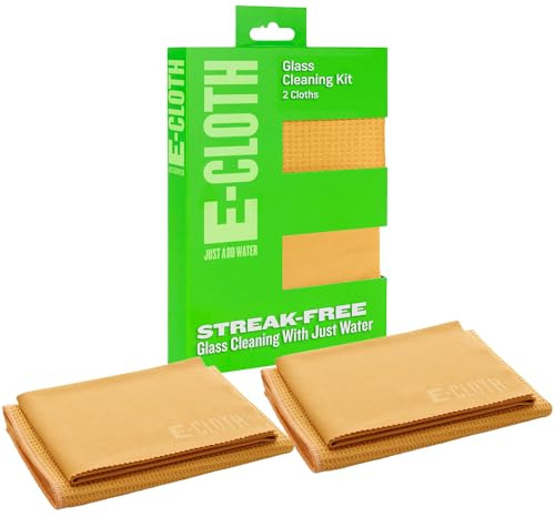 E-Cloth Glass and Window Cleaner | Streak-Free Windows With Just Water | For Windows, Car Windscreen, Mirrors | Reusable Microfiber Towel Cleaning Kit | Tangerine Orange | 2pack