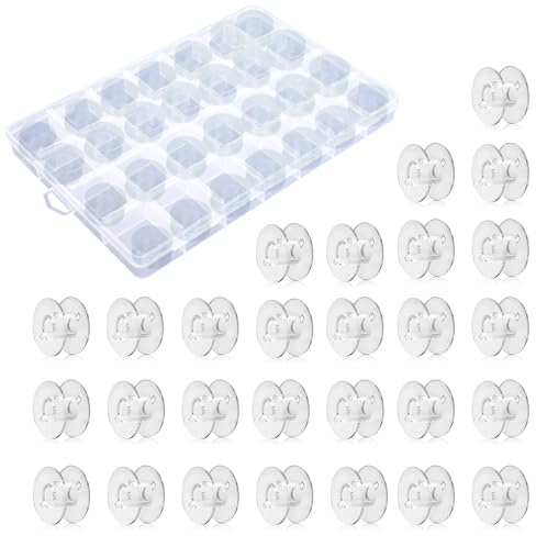Jinpojun 28 Pezzi Bobine per Macchina da Cucire, Bobine Universali Plastica, Rocchetti per Cucito Bobina per Brother Singer Kenmore Janome la Plupart e Altre Macchine da Cucire