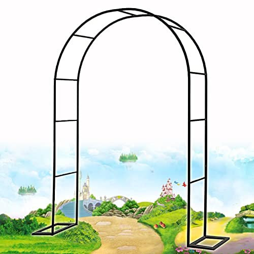 Grande arche de jardin en métal noir pour plantes grimpantes - 2 x 2,3 m de large - Robuste - Résistante aux intempéries - Pergola en fer