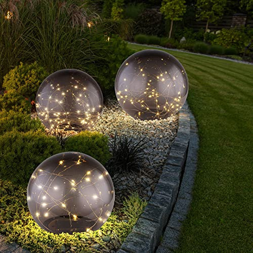 GLOBO 3er Set LED Solar Kugel Stand Leuchten Deko Lichterkette Garten Außen Wege Steh Lampen