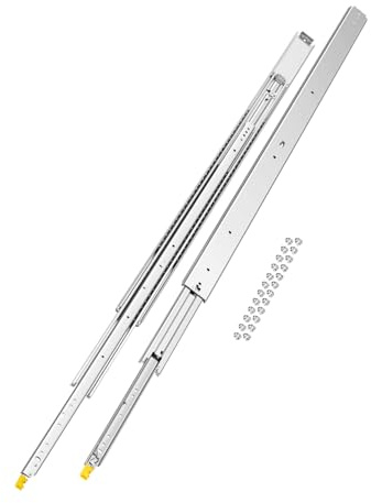 VEVOR Glissière de tiroir à extension complète, 1524 mm, coulisse de tiroir verrouillable, 1 paire, capacité de charge 226,8 kg, rail coulissant à montage latéral avec roulement à billes et verrou