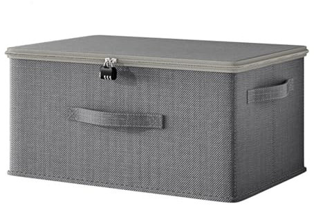 Bztzhm Scatola richiudibile, contenitore pieghevole con coperchio, contenitore per medicinali con lucchetto a combinazione, contenitore in tessuto, scatole per dormitori domestici (30 x 20 x 13 cm)