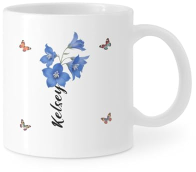 AnJeey Personalised Birth Flower Mug - 11oz Custom Mother's Day Gift for Daughter - Unique Birthday Present from Mom - Friendship Keepsake with Name & Date