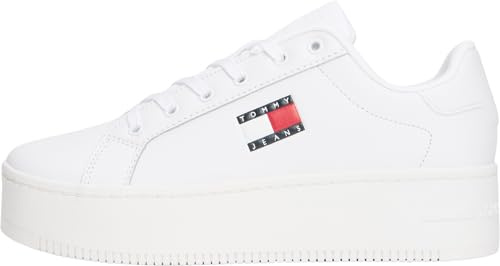Tommy Jeans Donna Sneakers con Suola Alta con Plateau, Bianco (White), 37