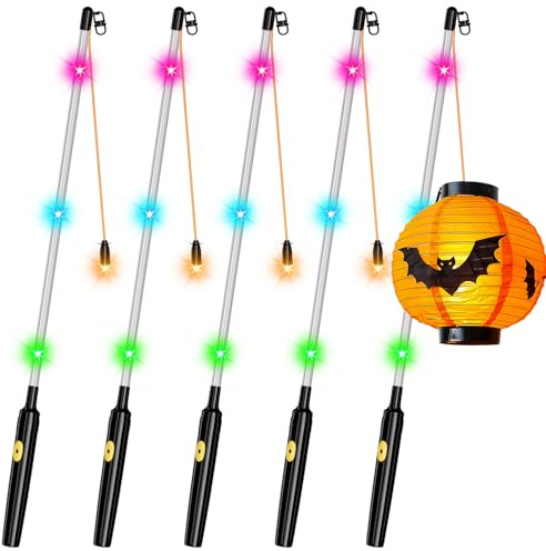 LuJasi Laternenstab Kinder Led 5er 40CM Laternenstab Led für St Martin Laterne Kinder Stab Laternenumzüge Halloween Zauberstäbe Party Kostümpartys Kinderpartys