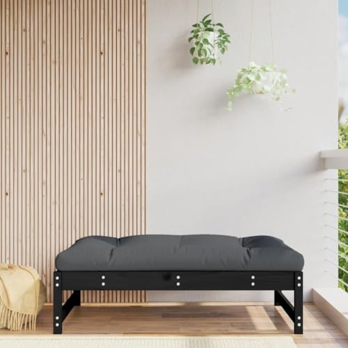 XINCXIN Gartenhocker, Balkon Couch korbsessel Outdoor gartensessel terassenmöbel außen Geeignet für Yard Garden patios Balconies Schwarz 120x80 cm Massivholz Kiefer