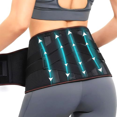 Faja Lumbar con 5 varillas de Soporte, Faja Abdominal Hombre y Mujer con Doble Ajuste de Velcro y Soportes Lumbares, Ajuste Perfecto y Comodidad de Grado para Hacer Deporte
