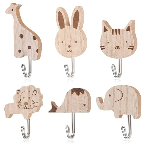Ganci per asciugamani a forma di animali, ganci da parete in legno, adesivi per appartamenti, studi, piccoli spazi, casa, soggiorno, cucina, bagno, ingresso