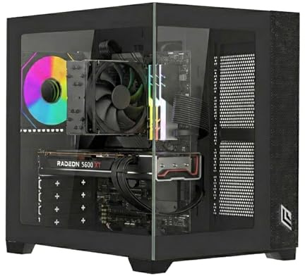 Noua Vision ZK100 Case PC Micro ATX Mini Tower Gaming | Pannelli Vetro Temperato Frontale e Laterale | Ventola ARGB Preinstallata | Struttura Dual Chamber | USB 3.0 | Filtro Anti-Polvere | Nero