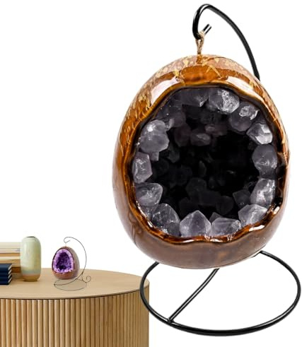 Luce geode 'ametista - 20 x 10 cm naturale, lampada per accento domestico ambiente, decorazione della pietra curativa | Illuminazione di rilassamento della roccia luminosa energetica per