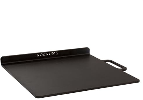 Kockums Jernverk Pizza de acero con borde 37 x 32 cm – Placa de acero para hornear pizza piedra alternativa – 6 mm acero al carbono – Sin PFAS – Barbacoa de gas para horno – Cocina abierta – Fabricado