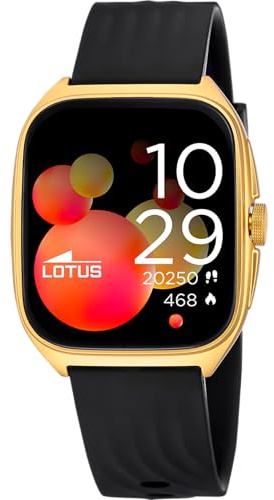 LOTUS Smartwatch Homme Femme - Montre Connectée Unisexe Bracelet Silicone Noir - Étanche IP65 - Commande Vocale IA, Contrôle Musique, Podomètre, Calories 50211/1 Ondas 2 - Smartime 2nd Gen