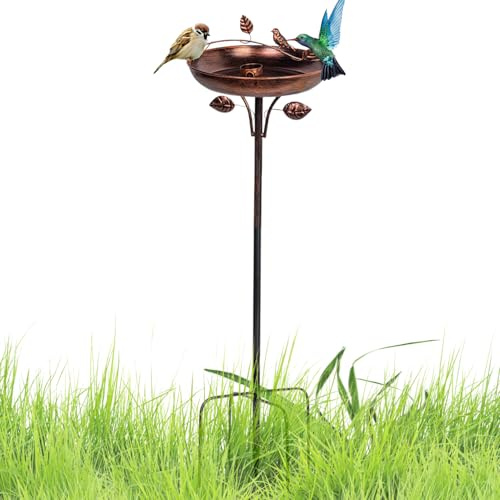 Fuente de aviario - Patio de aleación antigua, de platos ornamental alto, obra de arte con marco de púas segura para piscina de criaturas | Fuente de humedad clásica Entorno de refugio Terraz
