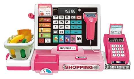 Telkassa Für Kinder | DIY als ob Spielset - Spielzeug Kassiermaschine mit Scanner - für und Mädchen von 4 bis 6 Jahren, Vorschule Mathematik Lernaktivitäten und