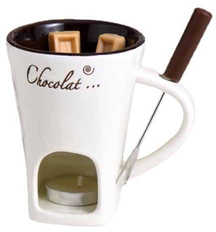 Taza Personal Para Fondue De Chocolate - Calentador Ďe Mantequilla Đe Cerámica, Olla Caliente Ṕara Derretir | Accesorio Individual P̀ara Servir Postres, Ţaza Creativa D́e Porcelana P̃ara Inmersión