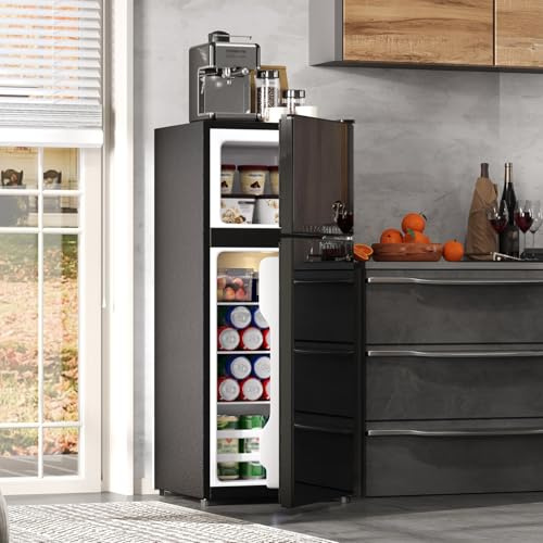Sweiko Mini Frigo 92L avec compartiment congélation 28L, Petit refrigerateur compact avec éclairage LED, Étagères Amovibles, Réfrigérateur pour Cuisine, Bureau
