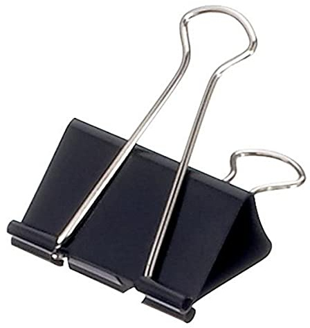 MAUL Foldback-Klemmer mauly® schwarz 12 Stück 25 mm Metallclip | fester Halt bis 90 Blatt, praktische Bügel zum Aufhängen, schnell lösbar, ideal für Ordnung in Büro Schule Haushalt