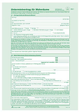 RNK 521 Kaufverträge und Mietverträge Untermietvertrag SD