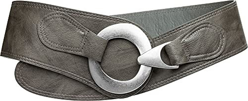 Caspar GU243 breiter Damen Taillengürtel, Gürtelgröße:80, Farbe:grau