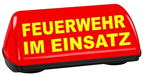 PACO KFZ Dachaufsetzer SPEED leuchtrot Feuerwehr im Einsatz TÜV geprüft bis 240 km/h Textfarbe gelb unbeleuchtet