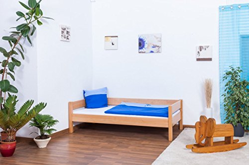 Kinderbett/Jugendbett Benedikt Buche Vollholz massiv Natur inkl. Rollrost - 90 x 200 cm