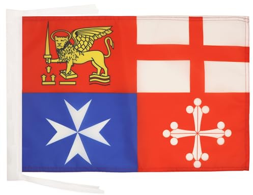 AZ FLAG Drapeau Italie 4 Républiques maritimes 45x30 cm Cordelettes | Usage intérieur et extérieur Drapeau décoratif naval italien Italia quattro repubbliche marinare polyester 100D
