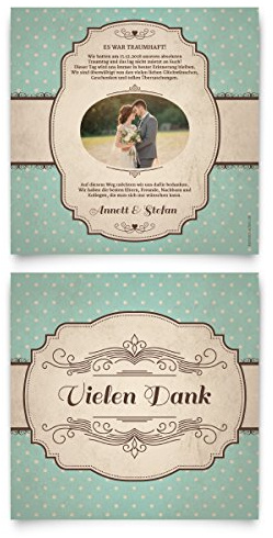 10 x Hochzeit Danksagungskarten Danksagung - 50er Jahre Vintage