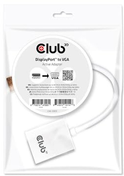 Club 3D CAC-2003 Adapter Display Port Stecker auf VGA Buchse aktiv Polybeutel weiß
