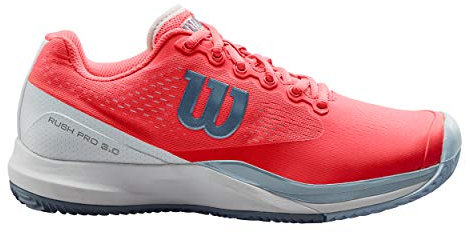 Wilson Damen Rush PRO 3.0 Clay W Tennisschuhe Synthetik, Für Sandplatz, Alle Spielertypen, Rot/Weiß/Blau, 37 2/3 EU