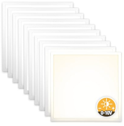 Xtend EcoLight 10x LED Panel 62x62 4000K Neutralweiß dimmbar 36W 0-10V 4320lm Rasterleuchte Slim Alu flimmerfrei Deckenleuchte Netzteil PLs3.0